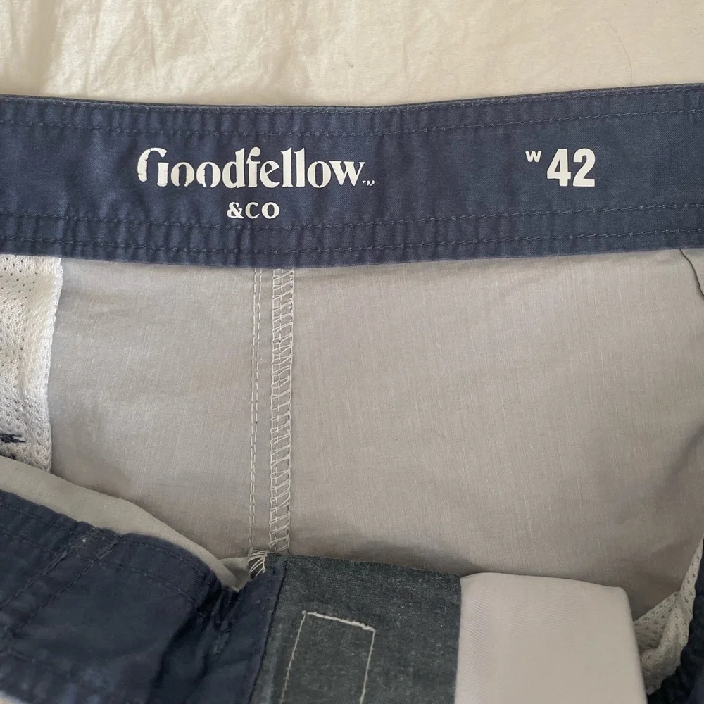GOODFELLOW & CO. Striped Swim Board Shorts Trunks Size 42 Dadcore Resortwear